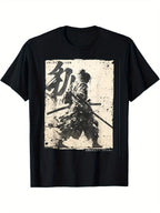 Samurai Warrior Sword Graphic T-Shirt Japanese Calligraphy Streetwear Tee