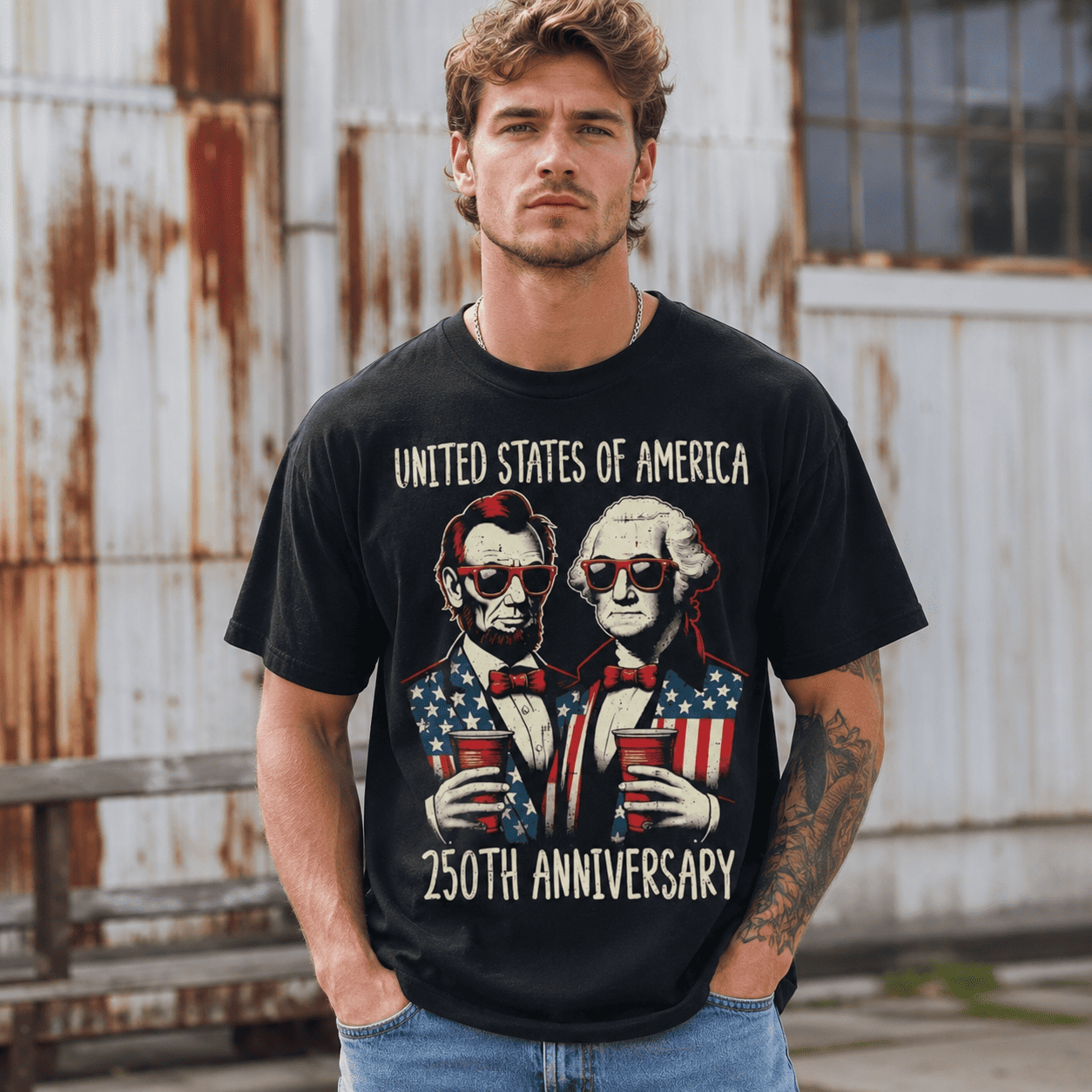 USA 250th Anniversary Lincoln Washington T-Shirt Patriotic 1776-2026 Tee