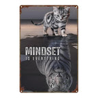 "Mindset Is Everything" Metal Sign - Cat & Tiger Tin Wall Art Decor