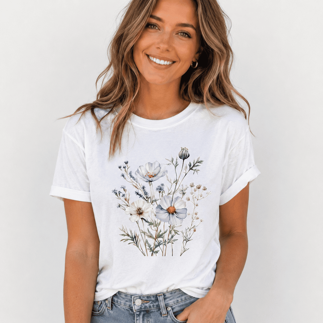 Wildflower Garden Watercolor Tee – Elegant Floral Cottagecore Graphic Shirt