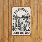 Rustic Cowboy Tin Sign - Inspirational "Light The Way" Metal Poster Wall Art