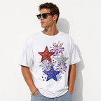 Patriotic Fireworks & Glitter Stars Graphic Tee