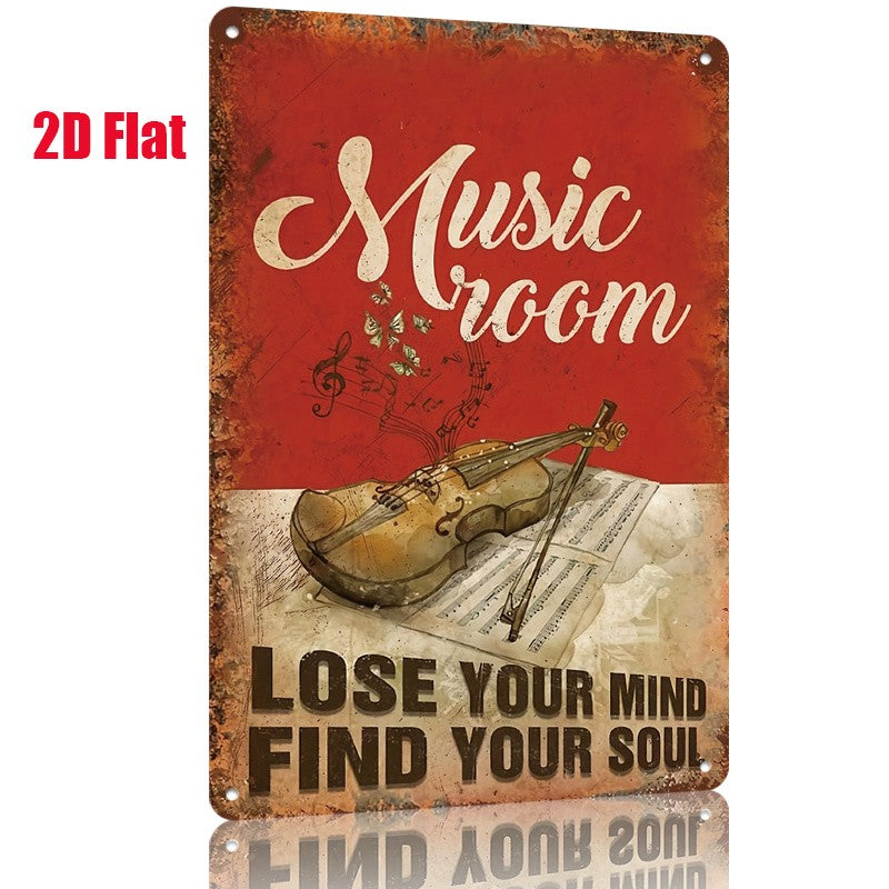 Music Room Tin Sign - "Lose Your Mind Find Your Soul" Metal Wall Art Decor