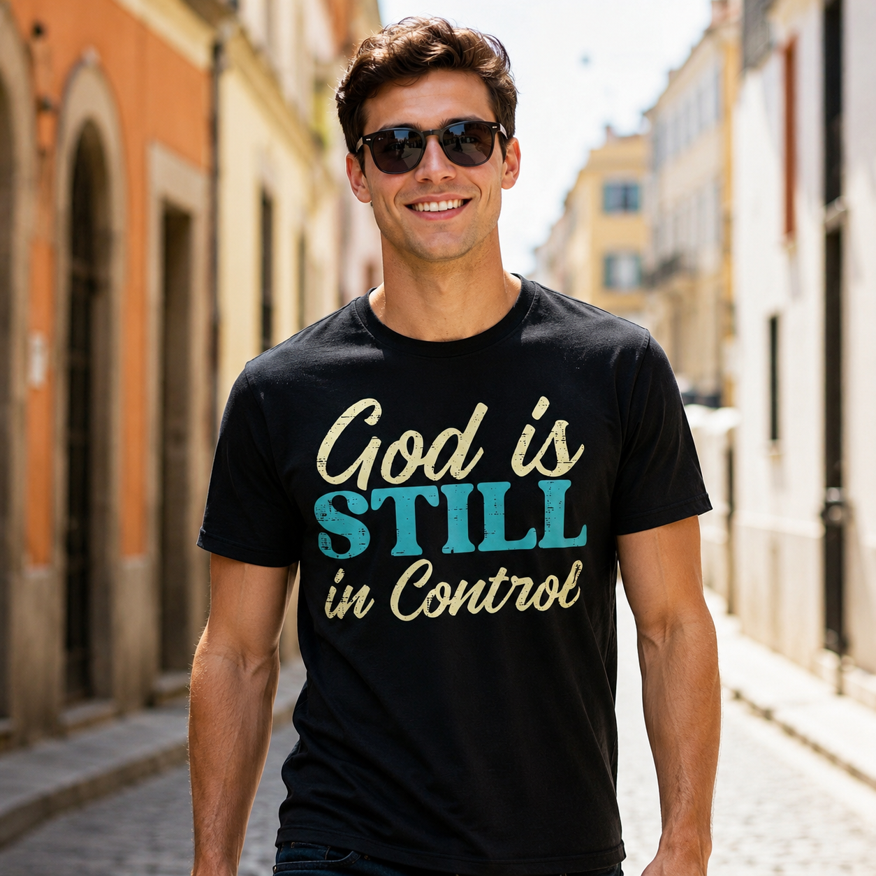 God Is Still In Control T Shirt Inspirational Christian Faith Graphic Tee
