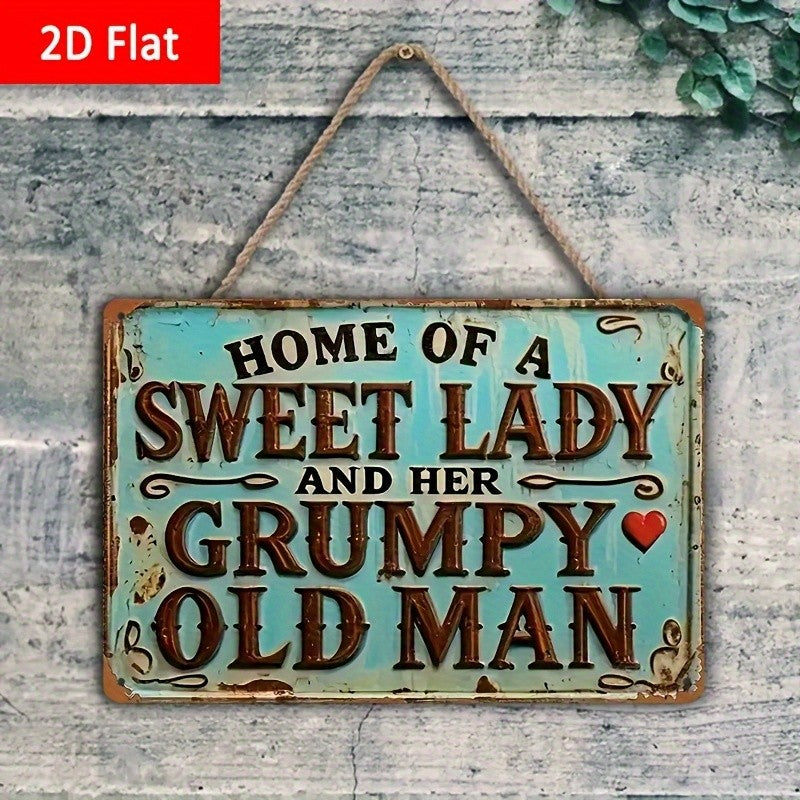 Sweet Lady Grumpy Old Man Metal Sign Vintage Country Kitchen Porch Wall Art Gift