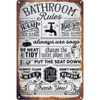 Rustic Wash Your Hands Metal Tin Sign - Classic Black White Guest Wall Decor