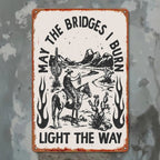 Rustic Cowboy Tin Sign - Inspirational "Light The Way" Metal Poster Wall Art