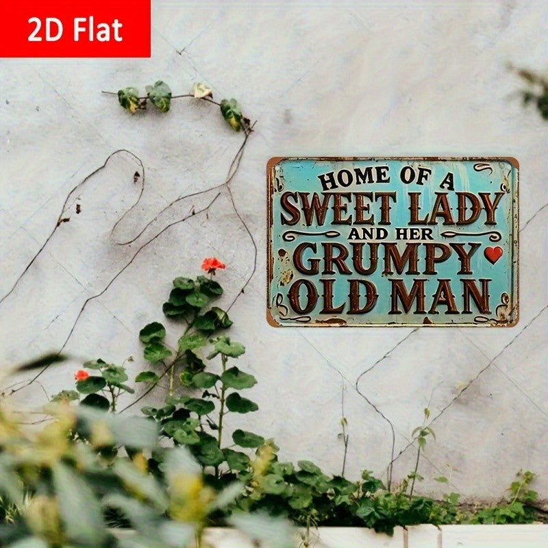 Sweet Lady Grumpy Old Man Metal Sign Vintage Country Kitchen Porch Wall Art Gift