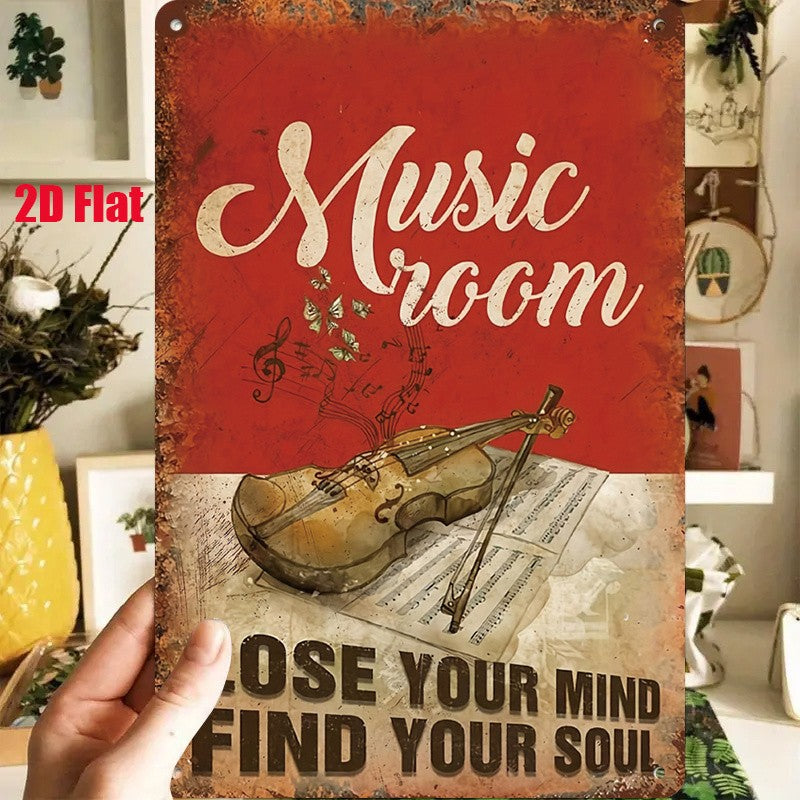 Music Room Tin Sign - "Lose Your Mind Find Your Soul" Metal Wall Art Decor