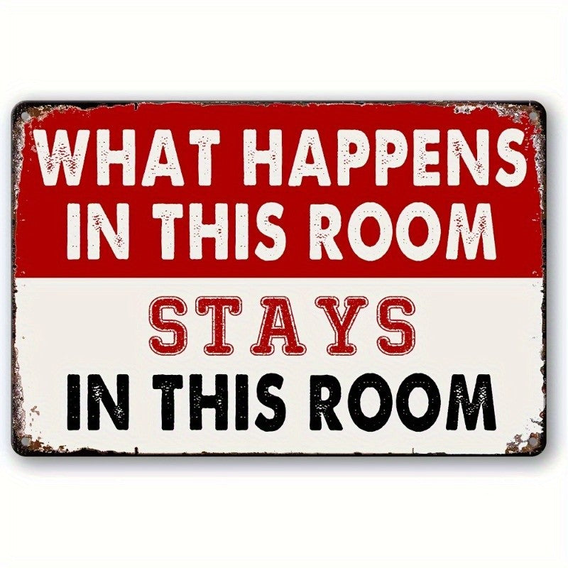 What Happens In This Room Metal Sign Funny Retro Rules Office Wall Decor