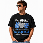 Autism Awareness April T-Shirt Love Understand Accept Blue Puzzle Tee