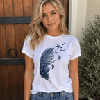 Feather to Birds T-Shirt | Minimalist Nature Aesthetic Graphic Tee