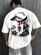 Japanese Torii Gate T-Shirt - Zen Mountain Ink Wash Art Asian Streetwear Tee