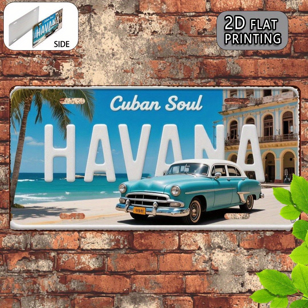 Havana Cuba Retro Metal License Plate Sign Classic Car Wall Decor 6x12