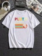 Men's Pluto Never Forget Graphic T-Shirt Funny Space Retro Planet Tee