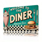 Diner Metal Tin Sign Vintage Welcome To The Diner Milkshake Hamburger Tin Plaque