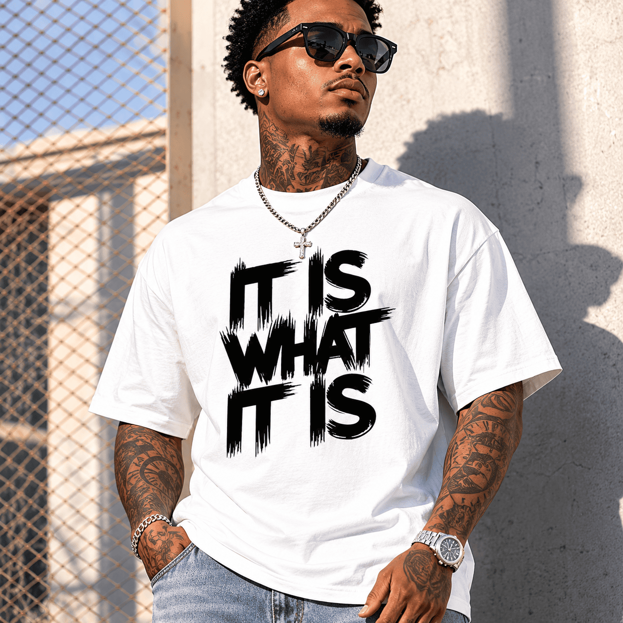 Men’s It is what It is T-Shirt Casual Streetwear Bold Pattern Print Tee