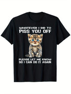Women Funny Cat Quote Graphic T-Shirt Cute Kitten Casual Crew Neck Tee Top