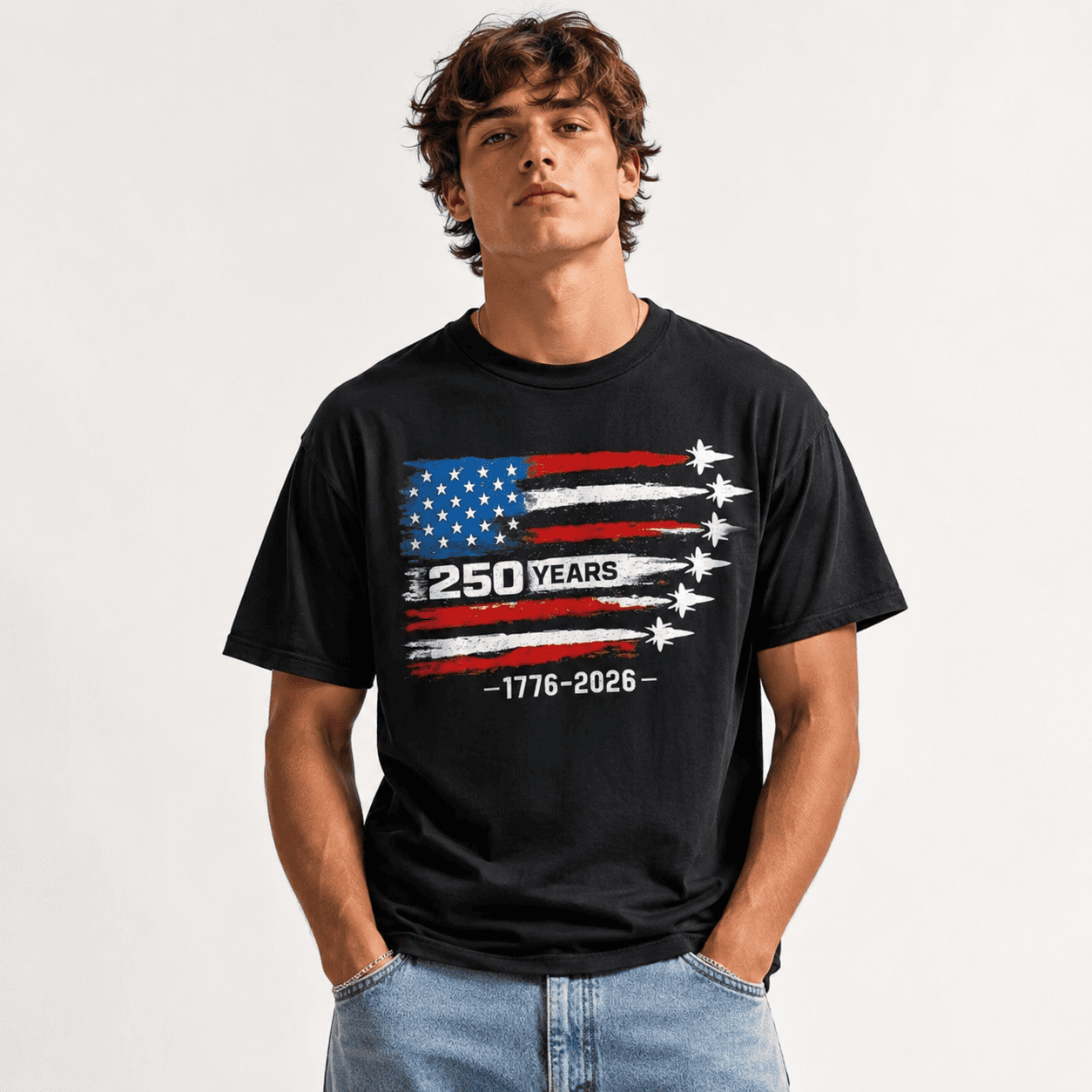 USA 250th Birthday 1776-2026 Patriotic July 4th American Pride Men's T-Shirt