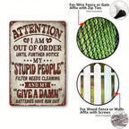 Attention I Am Out of Order Metal Tin Sign - Funny Sarcastic Office Wall Decor