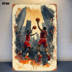 Basketball Metal Sign - Urban City Player Action Tin Wall Decor Plaque