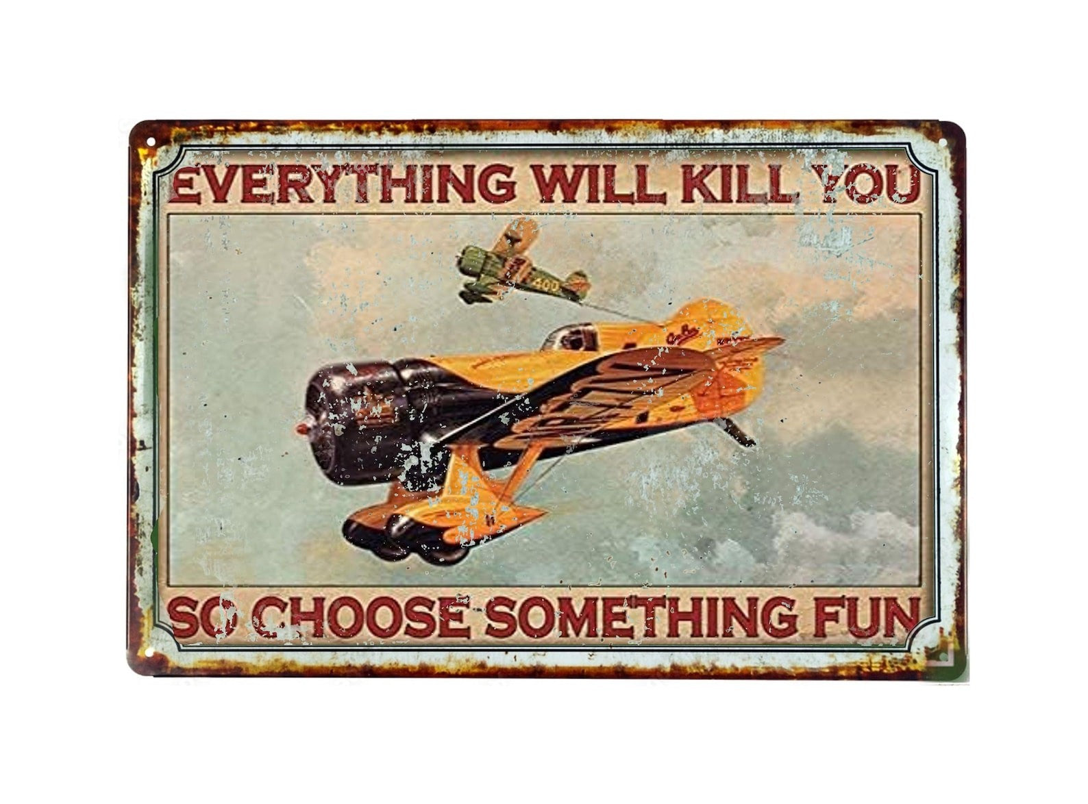 Everything Will Kill You Funny Plane Racing Metal Tin Sign Man Cave Decor