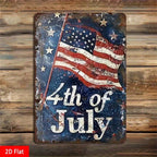 Rustic Independence Day Metal Tin Sign - USA Stars & Stripes Garage Wall Decor