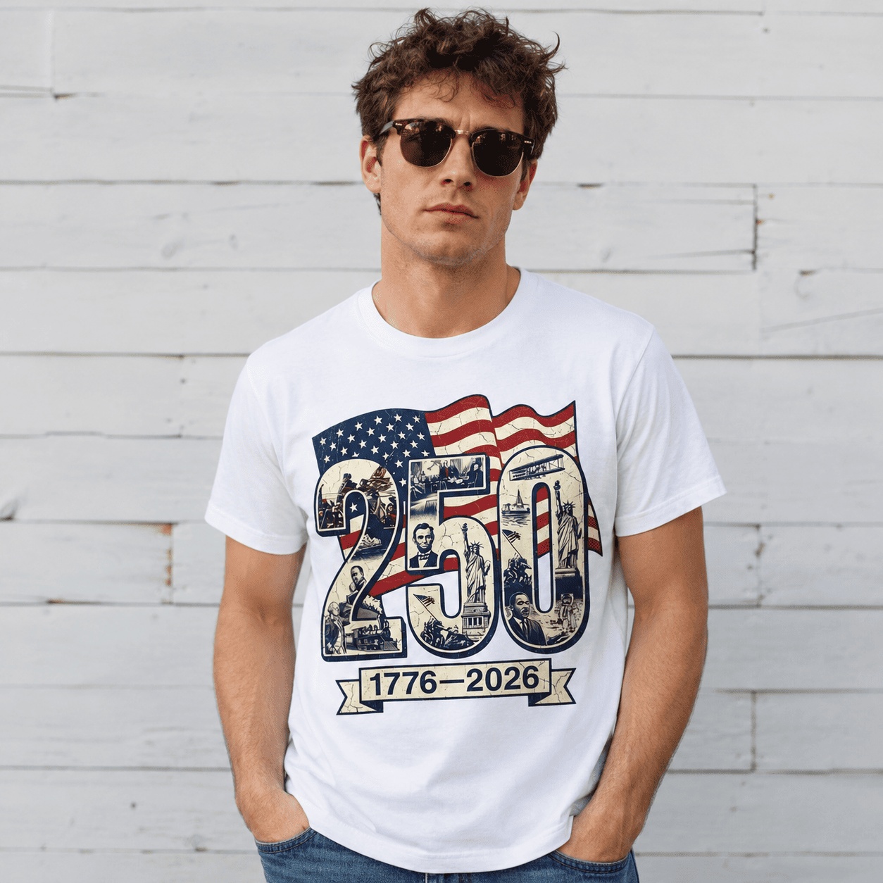 250 Years American Flag USA 250th Anniversary Patriotic 4th of July T-Shirt