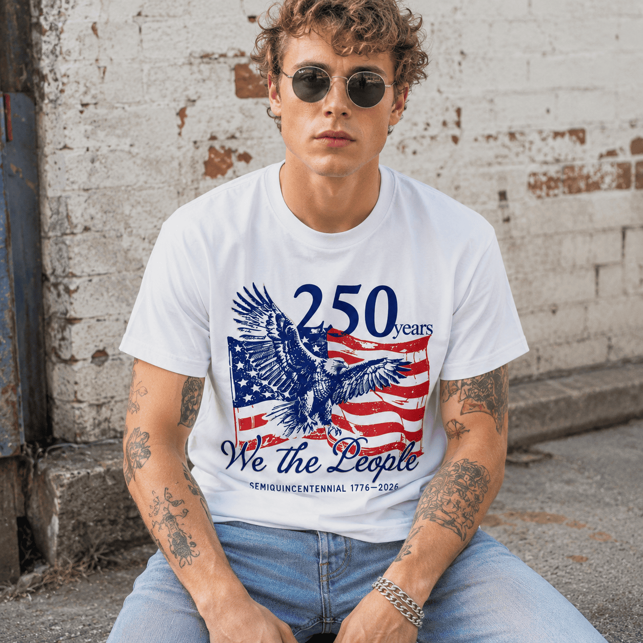 We The People 1776 Patriotic Eagle USA 250th Anniversary Men's T-Shirt
