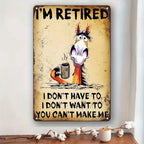 Funny I'm Retired Horse Metal Sign - Sarcastic Coffee Mug Tin Wall Decor