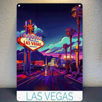 Las Vegas Metal Sign - "Welcome to Fabulous Las Vegas" Tin Wall Art Decor