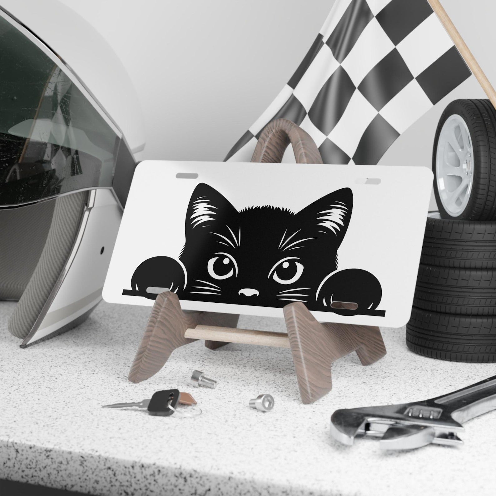 Cute Black Cat License Plate Funny Kitty Front Car Tag Cat Lover Gift Decor