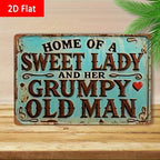 Sweet Lady Grumpy Old Man Metal Sign Vintage Country Kitchen Porch Wall Art Gift