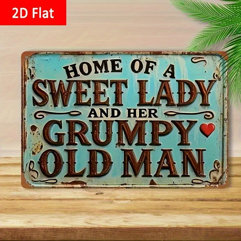 Sweet Lady Grumpy Old Man Metal Sign Vintage Country Kitchen Porch Wall Art Gift