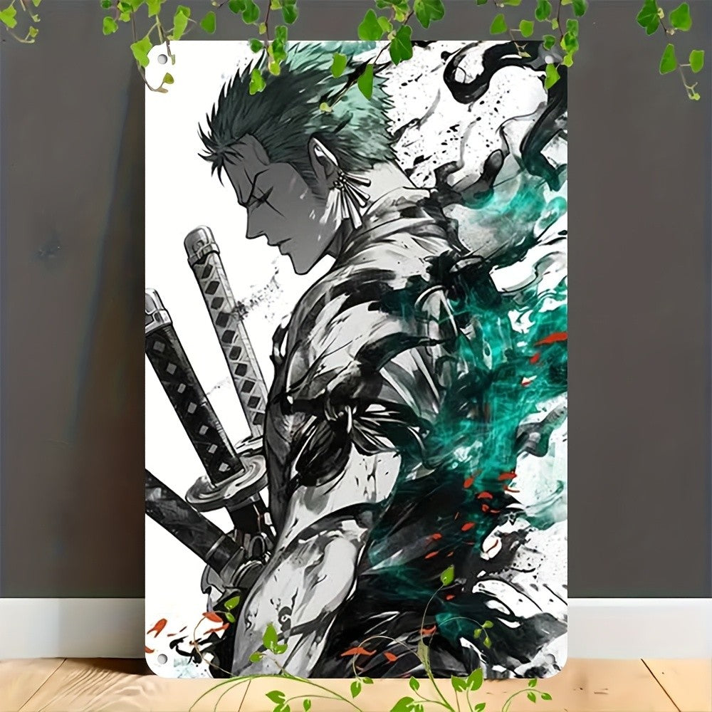 Warrior Anime Tin Sign - Katana Fighter Metal Poster Wall Art Decor Plaque