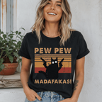 Pew Pew Madafakas Cat Shirt – Funny Black Cat Sunset Graphic Tee
