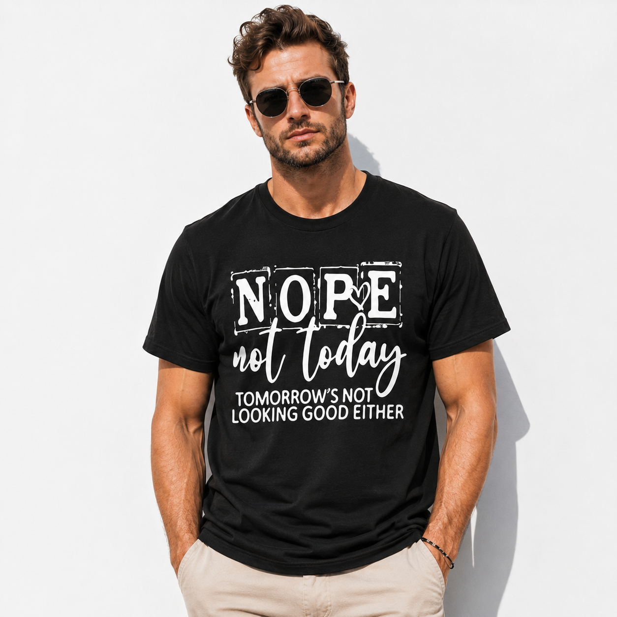 Nope Not Today Sarcastic Graphic Tee - Funny Relatable Mood T-Shirt