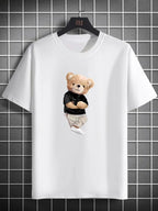 Cute Teddy Bear Graphic T-Shirt Men Funny Cartoon Casual Street Tee