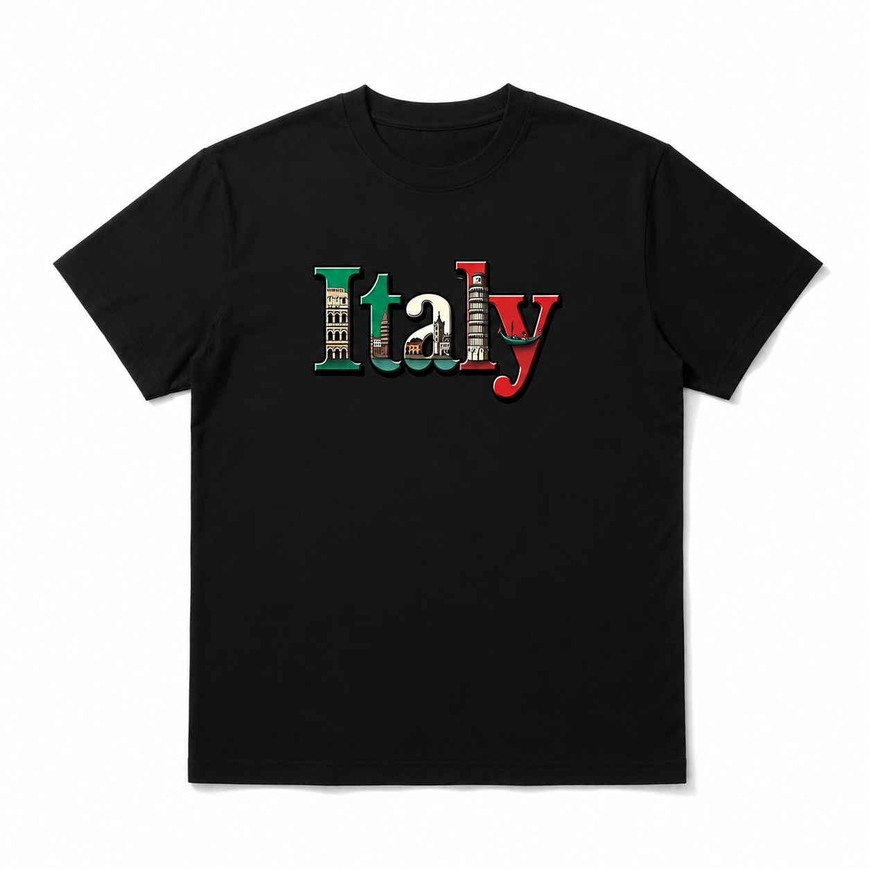 Mens Italian Pride T Shirt Italy Map Flag Pisa Tower Colosseum Graphic Tee