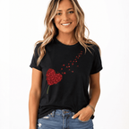 Women's Heart Print Mother's Day Graphic Crew Neck Casual Short Sleeve T-Shirt