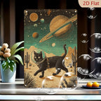 Astronaut Cat Metal Sign - Space Travel Cat Tin Wall Art Decor Plaque