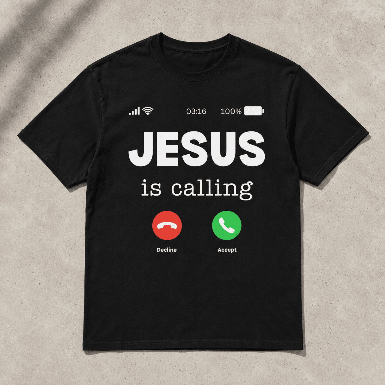 Jesus Is Calling Christian Faith Graphic Men’s T-Shirt Religious Prayer Tee