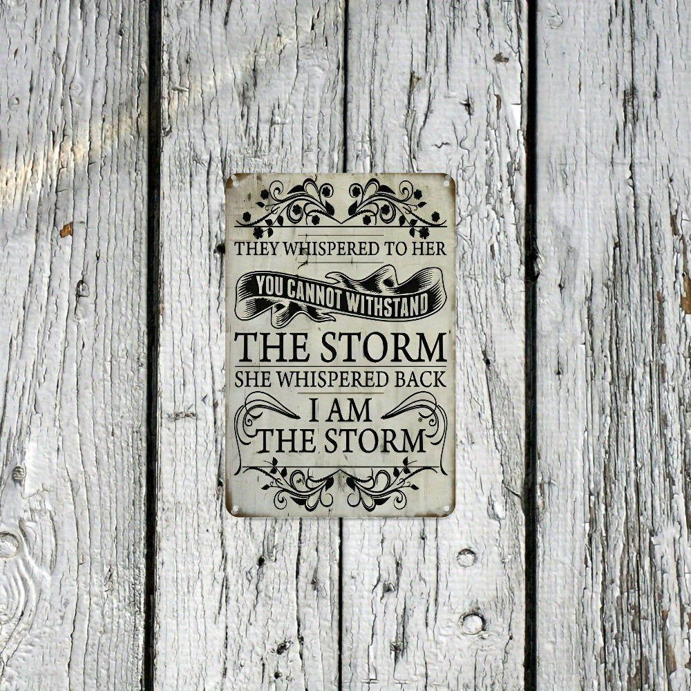 Rustic She Whispered Back Tin Sign - Motivational Farmhouse Kitchen Plaque