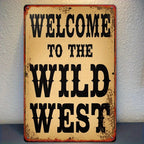 Welcome To The Wild West Metal Sign - Retro Cowboy Rodeo Saloon Tin Wall Decor