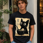 Cute Cat and Ramen Anime T-Shirt Unisex- 100% Japanese Style Printed Tshirt