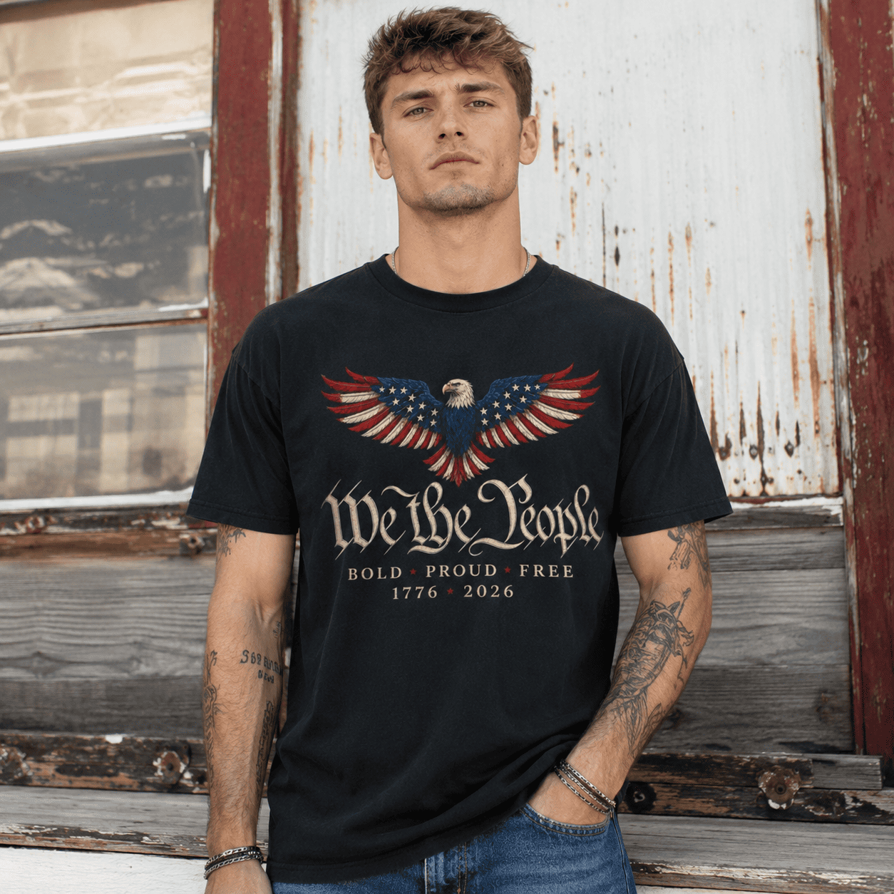 Patriotic Eagle USA 250th Anniversary 1776-2026 Freedom Men's T-Shirt
