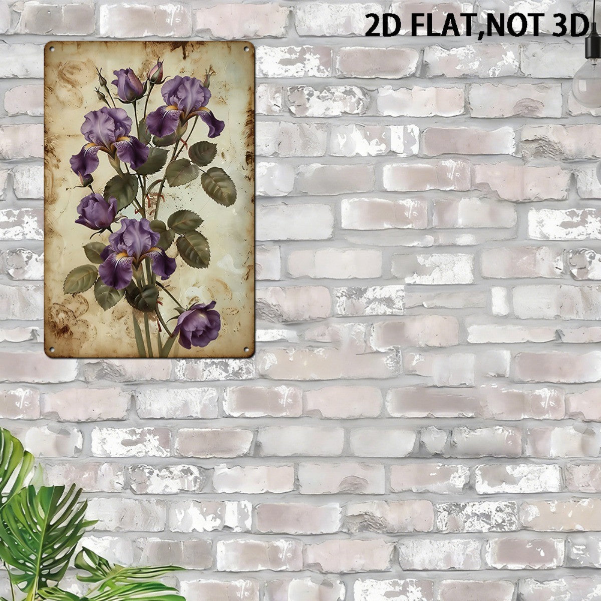 Purple Iris Metal Sign - Vintage Botanical Tin Wall Art Decor Plaque