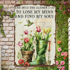 Into The Garden I Go Tin Sign Find My Soul Metal Sign Hummingbird Wall Decor