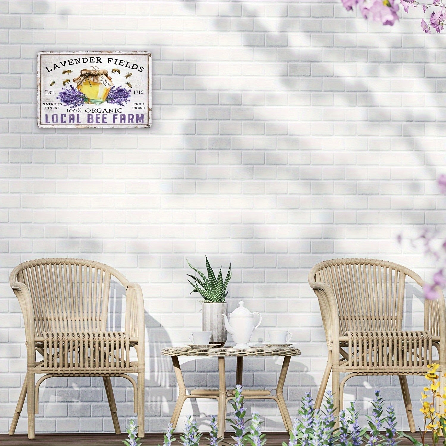 Lavender Fields Tin Sign Vintage Metal Honey Bee Farm Wall Decor Kitchen Gift