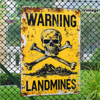 Funny Warning Landmines Metal Sign - Humorous Pet Dog Yard Waste Wall Decor